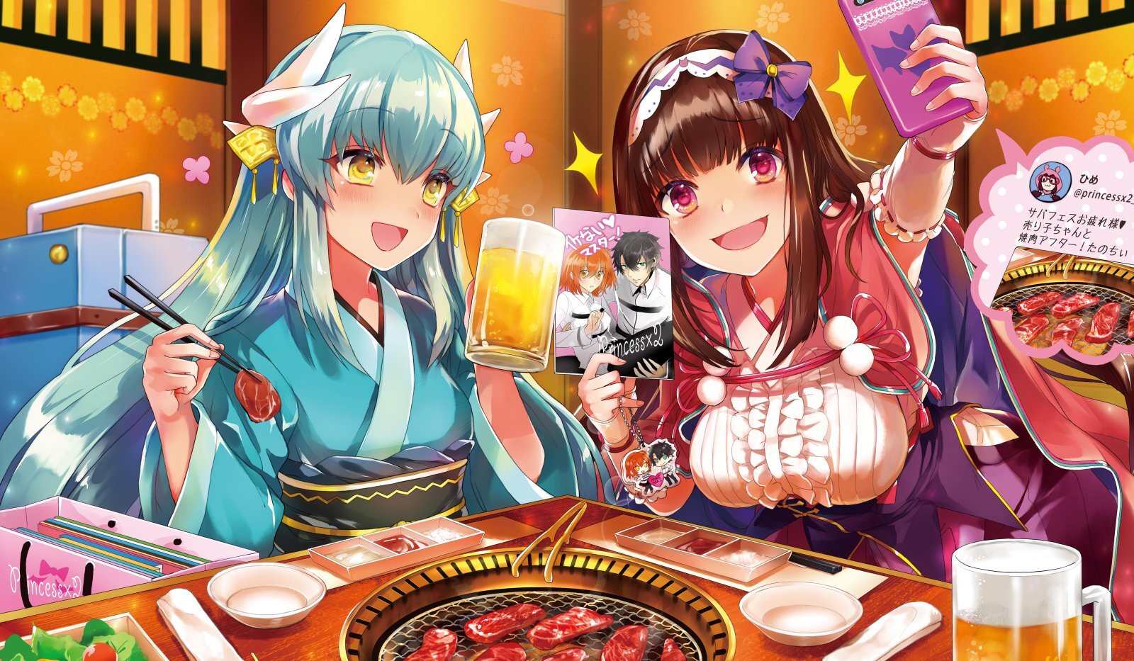 画像1: プレイマット　『PrincessPrincess(刑部姫＋清姫)』(プレイマットポーチ付き) (1)